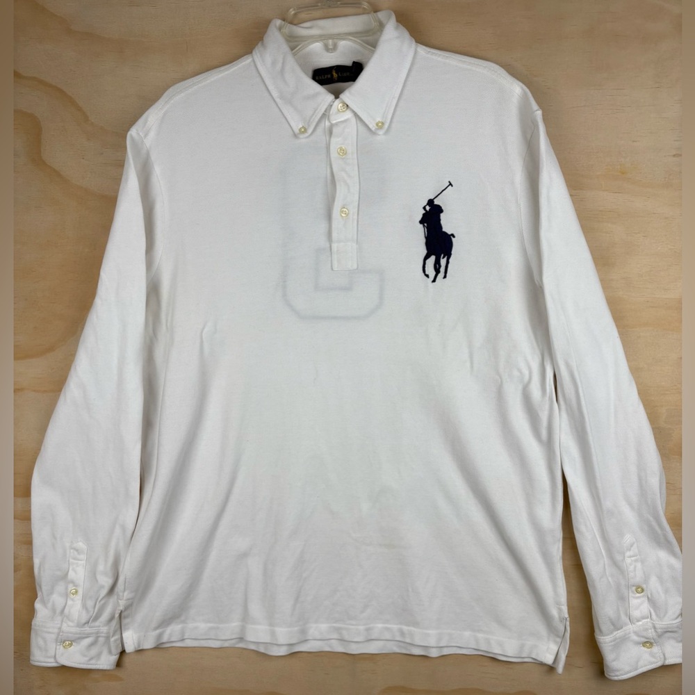 Ralph Lauren Men’s Big Pony #3 Rugby Polo Long Sleeve White XL
